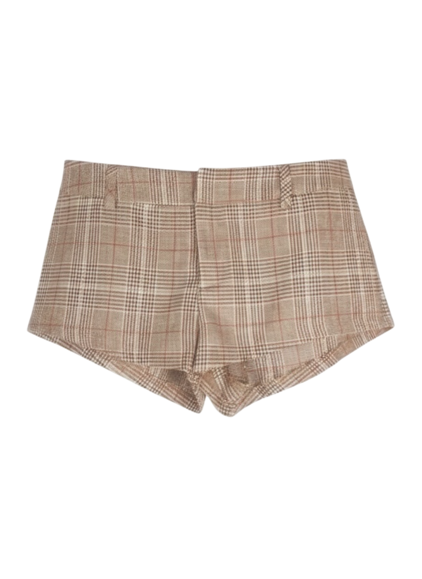 edikted brown plaid hot short