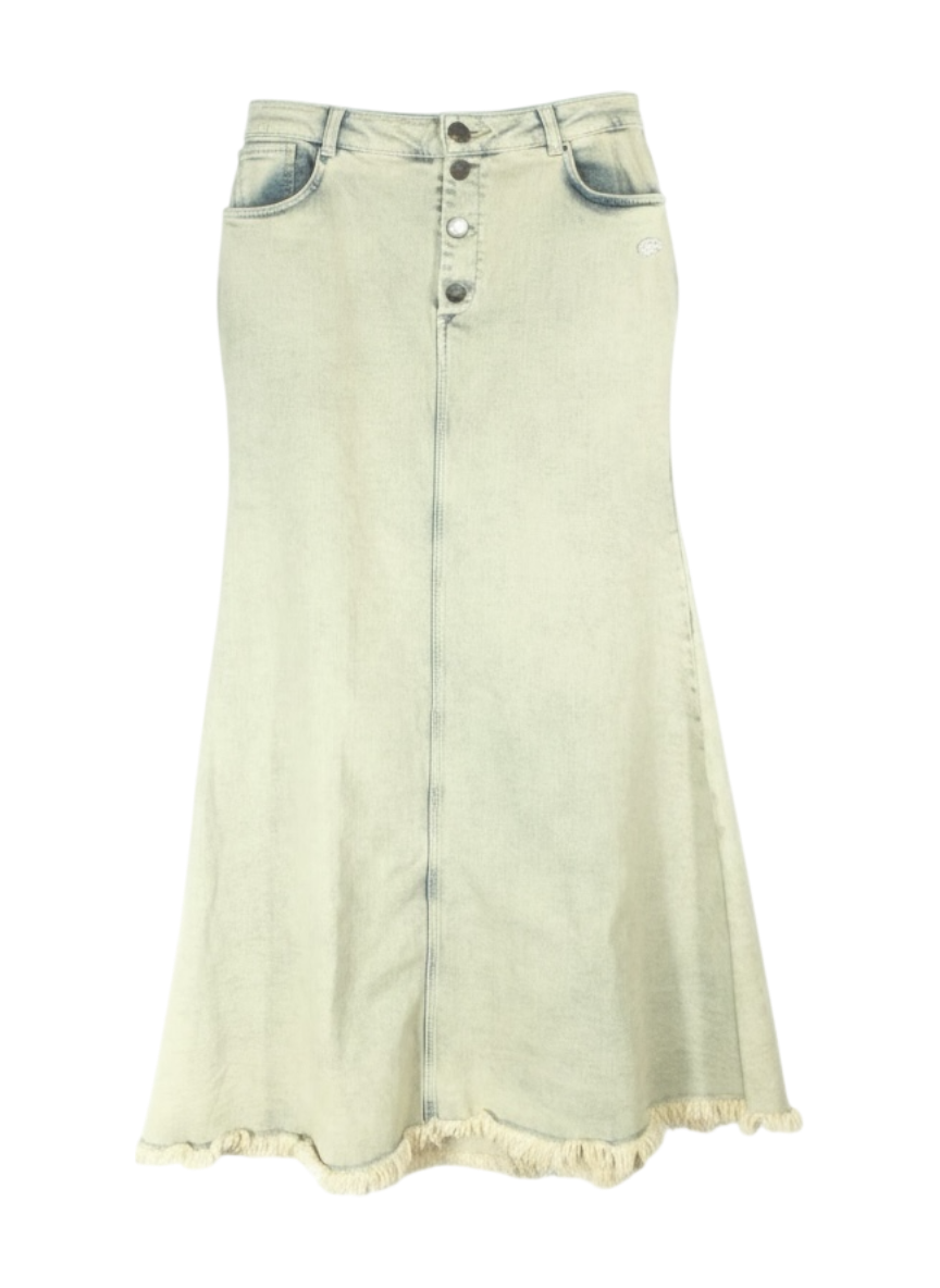 Basic Pleasure Mode acid wash denim maxi mermaid skirt
