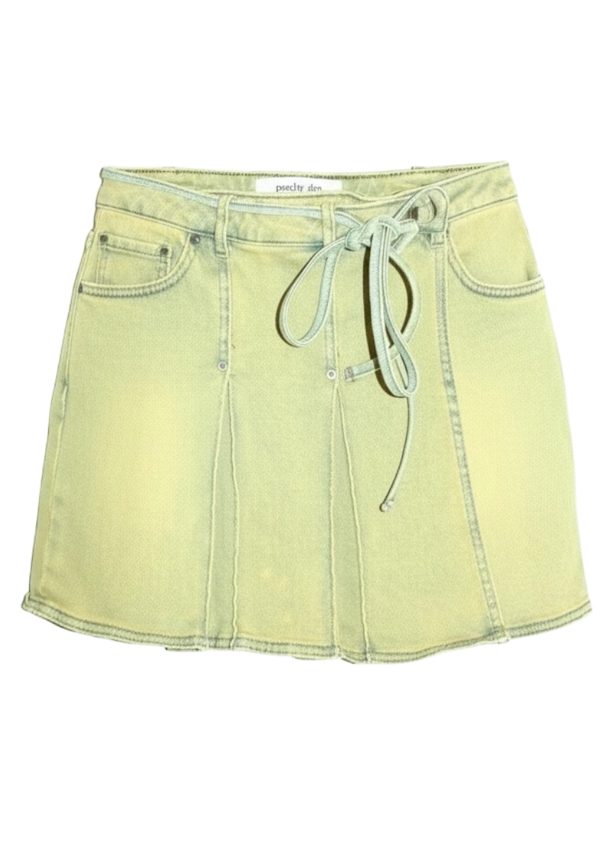 Peachy Den Acid Wash Denim Mini Skirt