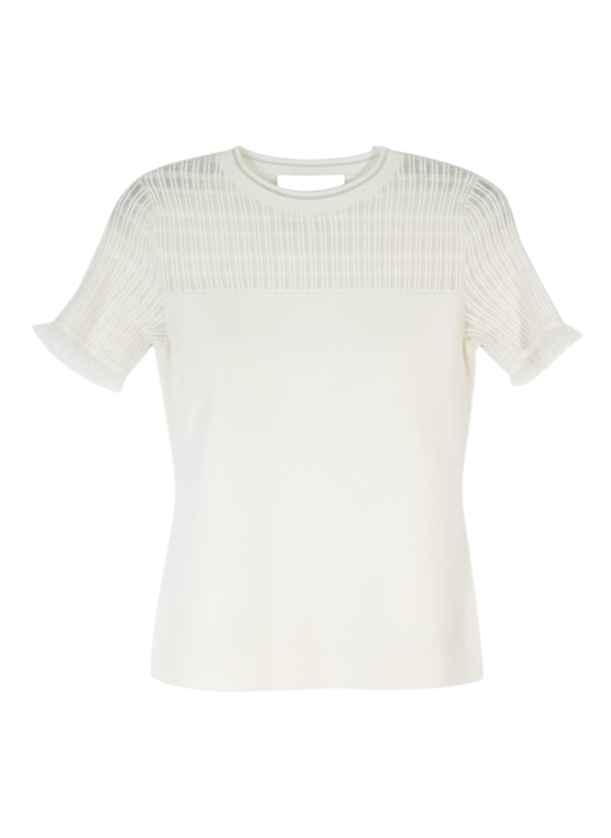 3.1 Phillip Lim creme knit blouse with mesh top