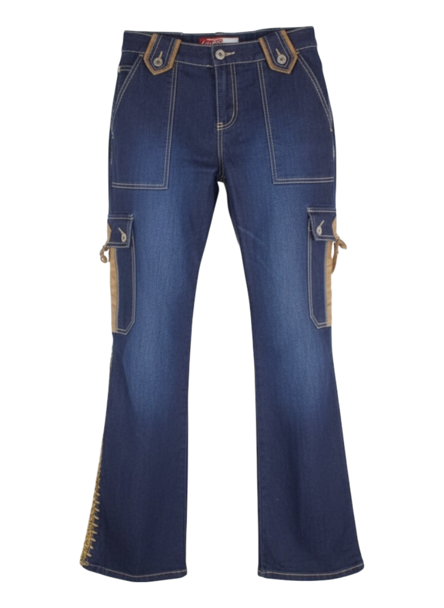 lazer jeans dark wash flares with crochet detail