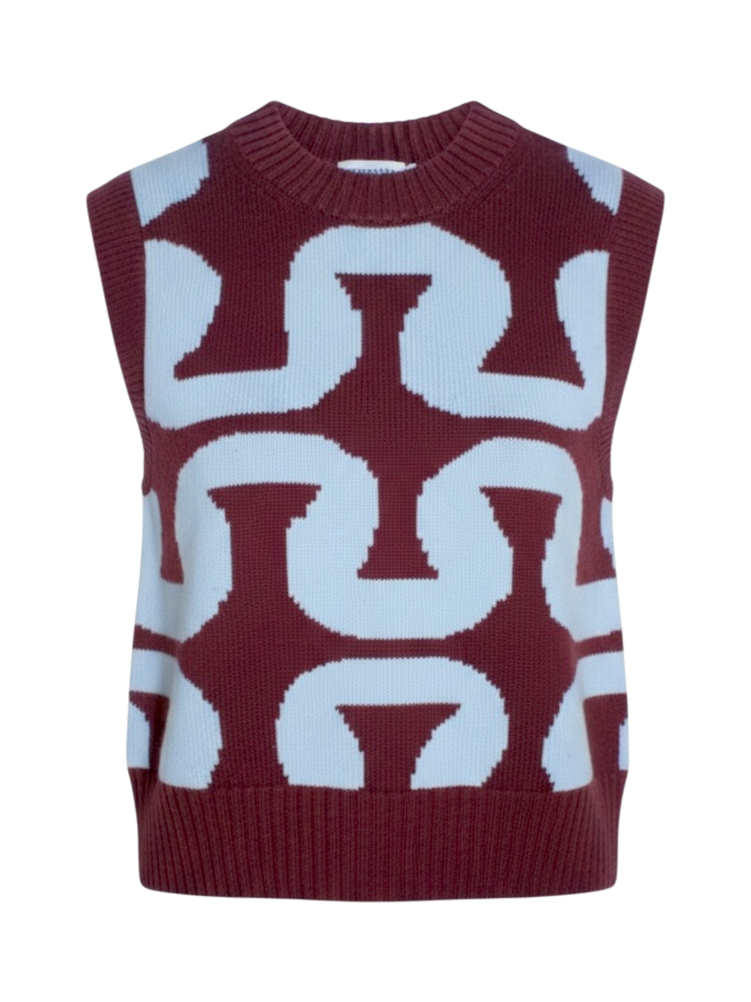 Marimekko Burgundy Graphic Wool Sweater Vest