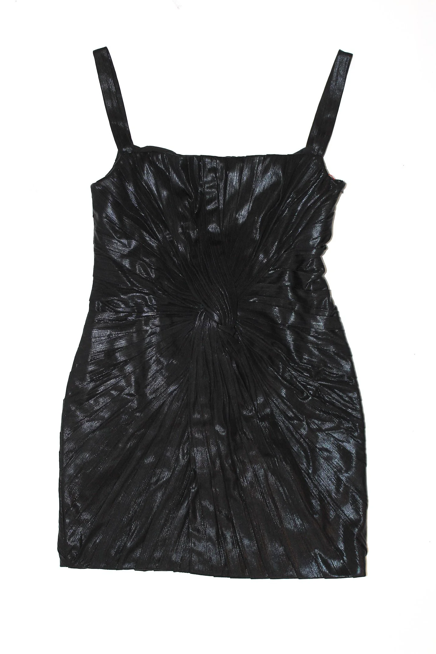 nonchalant black shiny pleated dress