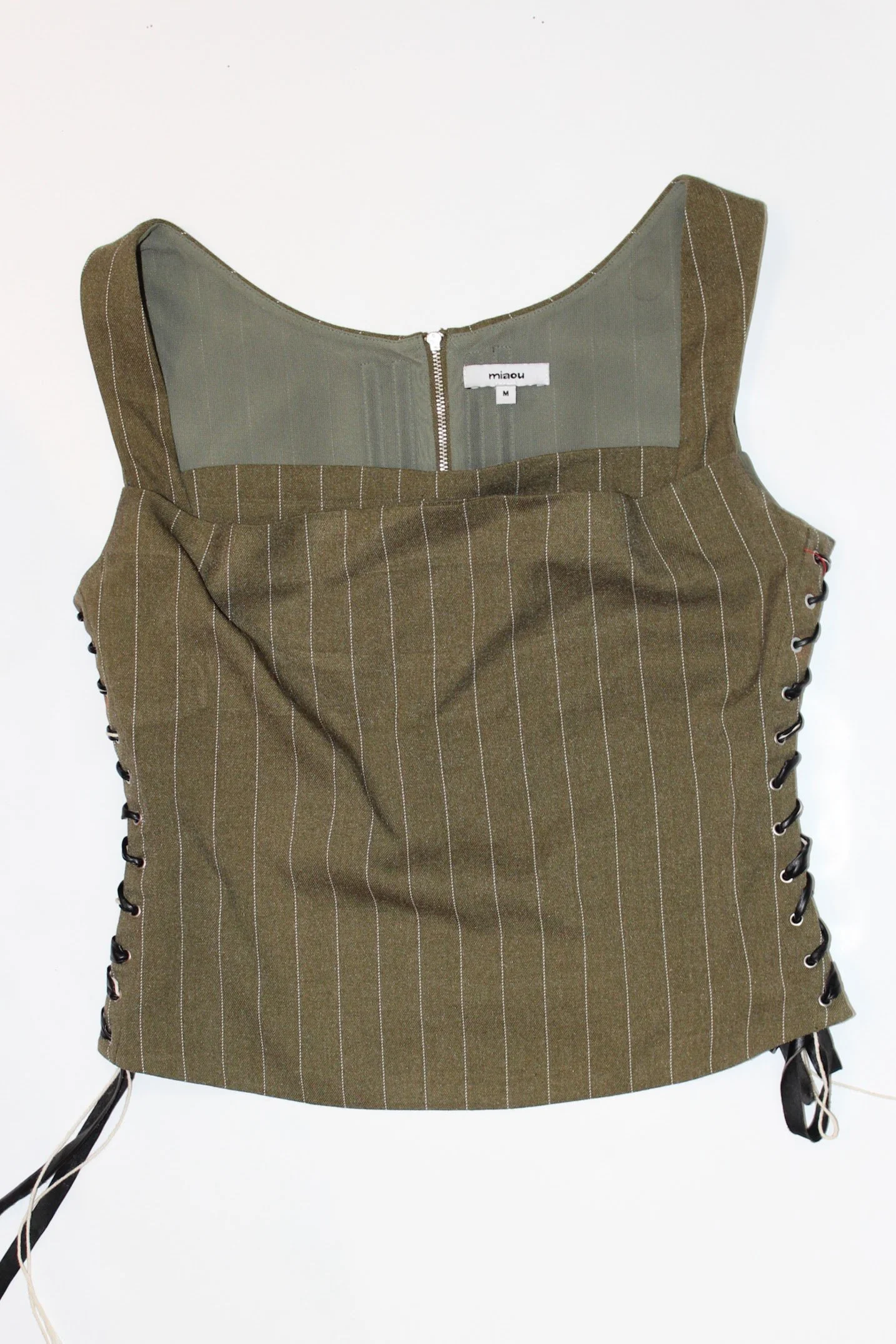 miaou green pinstripe corset top