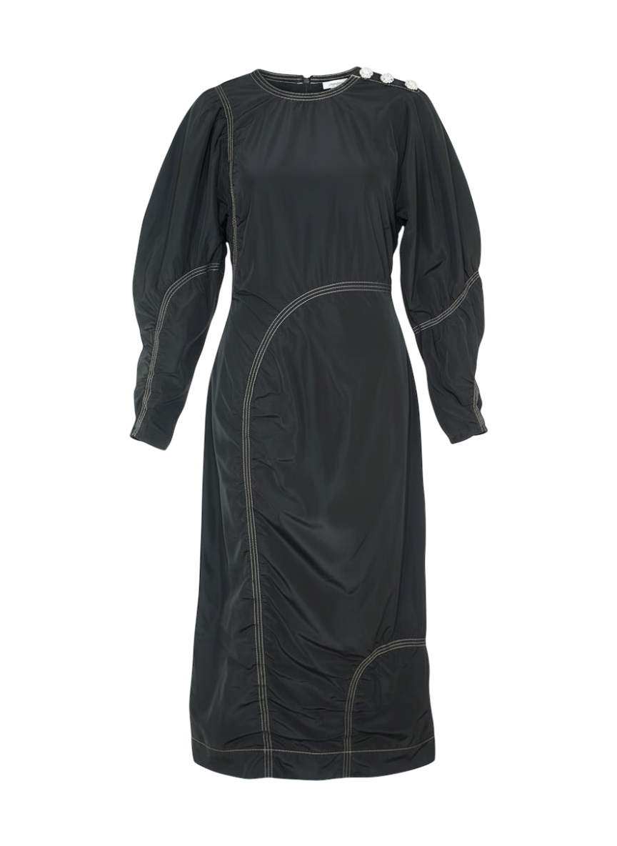 Ganni black nylon maxi dress
