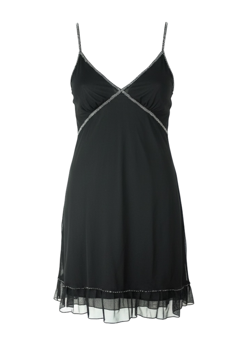 blue girl by blumarine beaded black mesh mini dress