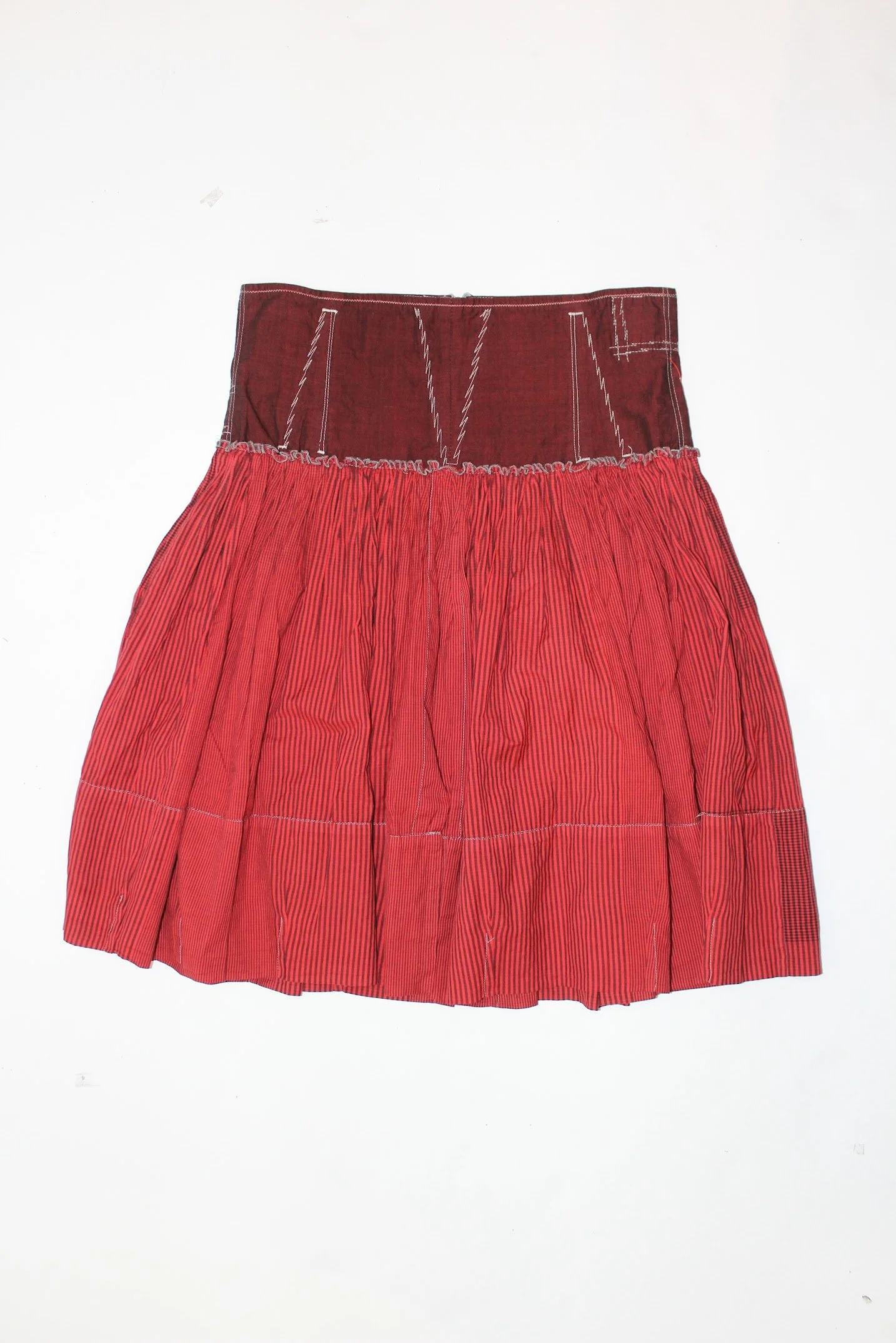 marithe francois girbaud red patchwork skirt