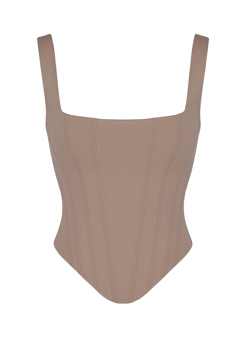 house of cb beige satin bustier top