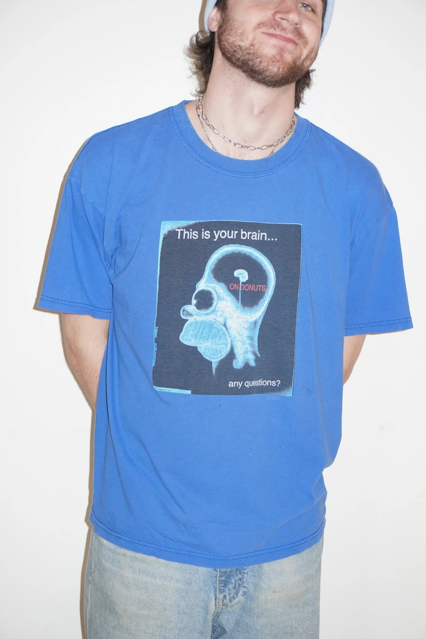 this is your brain on donuts blue simpson novelty tee
