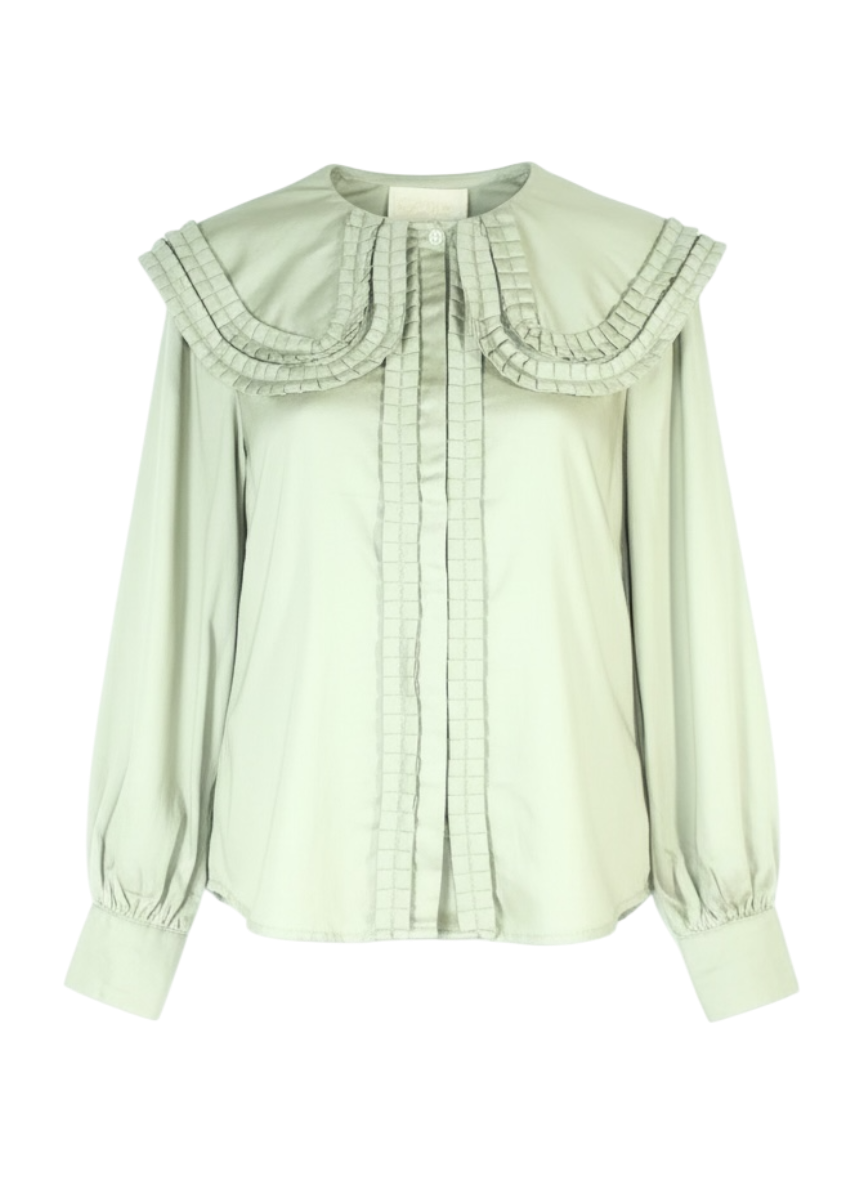 SWISH taupe blouse with exaggerated peter pan collar