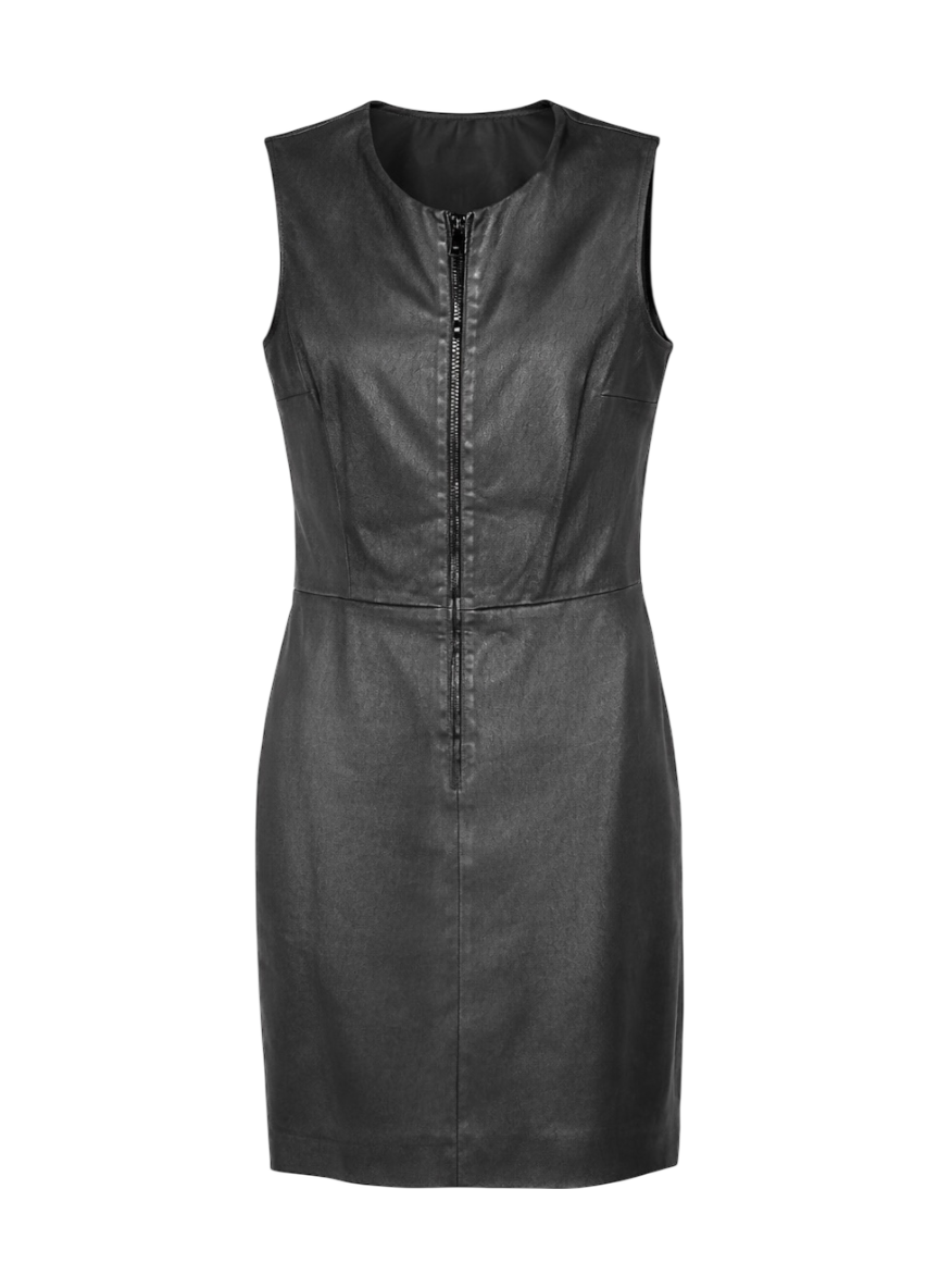 the row black lambskin leather dress