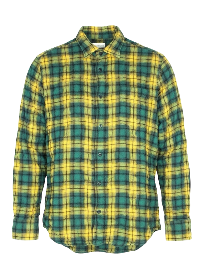 Glanshirt wrinkle effect flannel buttown down shirt