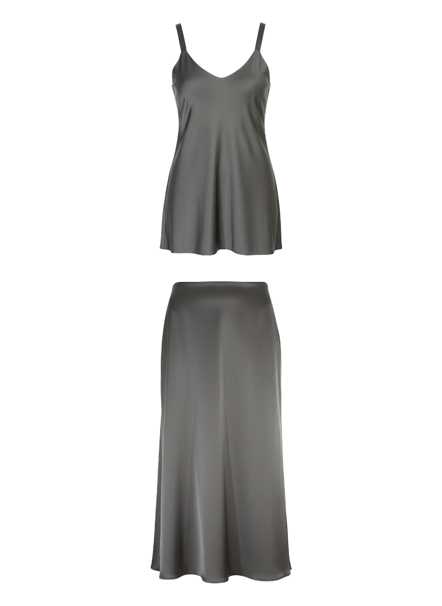 Gabriele Carlson grey silk set
