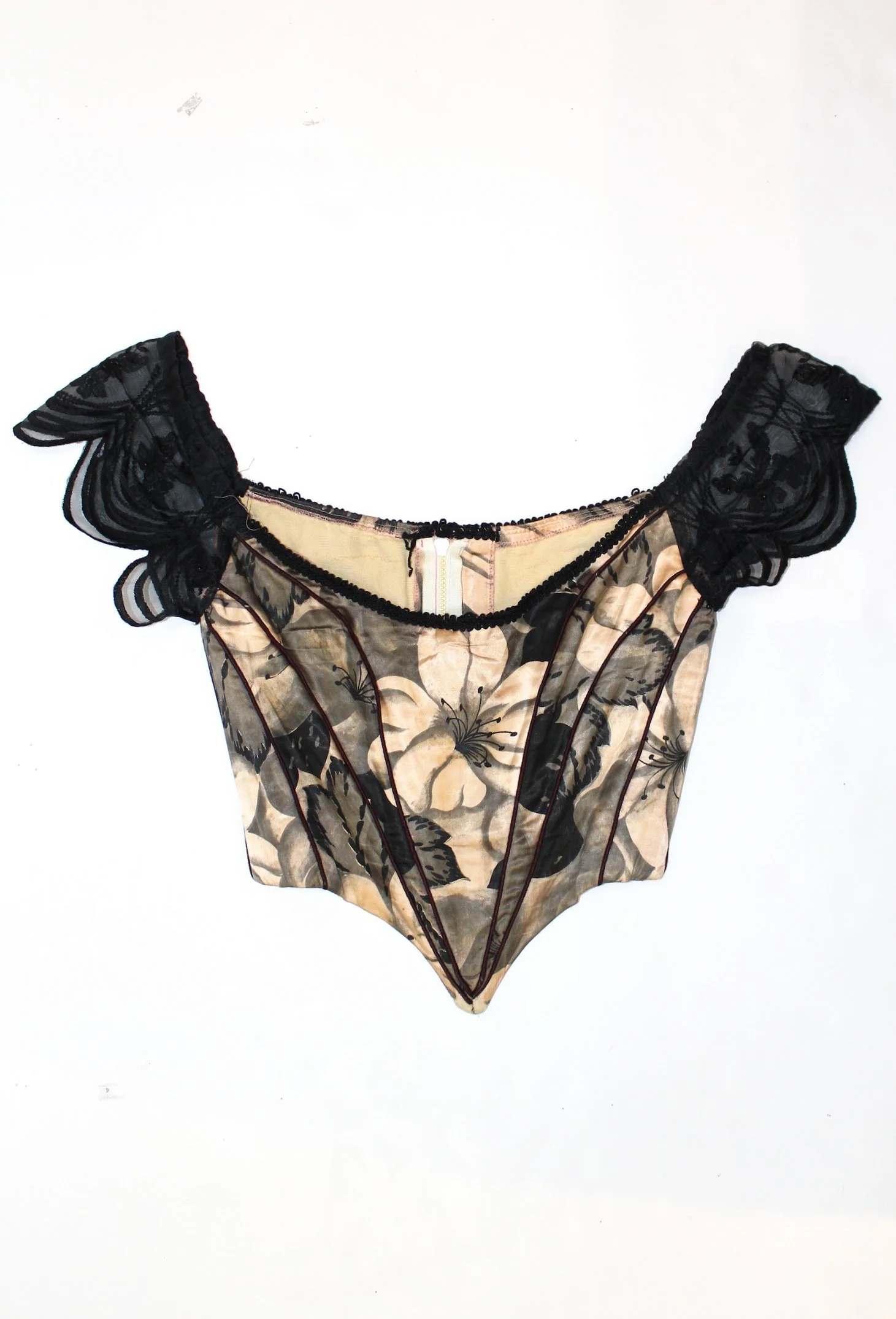 john sindone vintage silk floral corset top