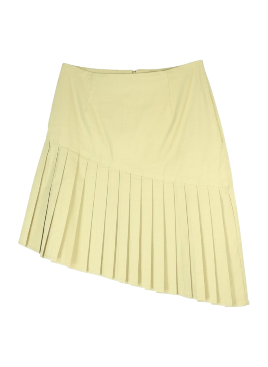 Sea Khaki Pleated Asymmetry Skirt