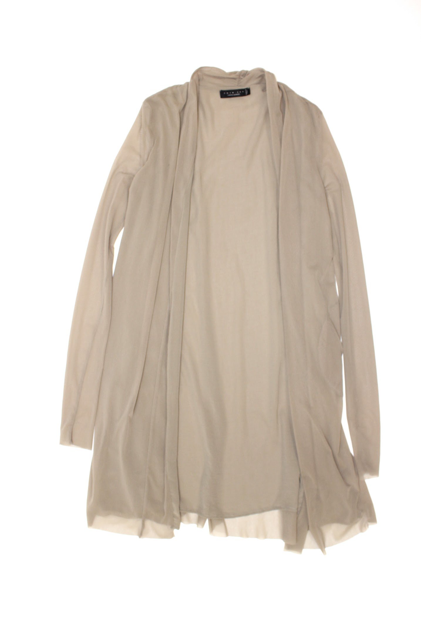 twin set taupe mesh duster cardigan