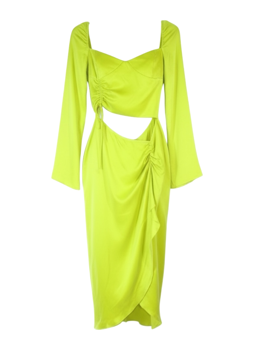 For Love and Lemons chartreuse cutout maxi dress