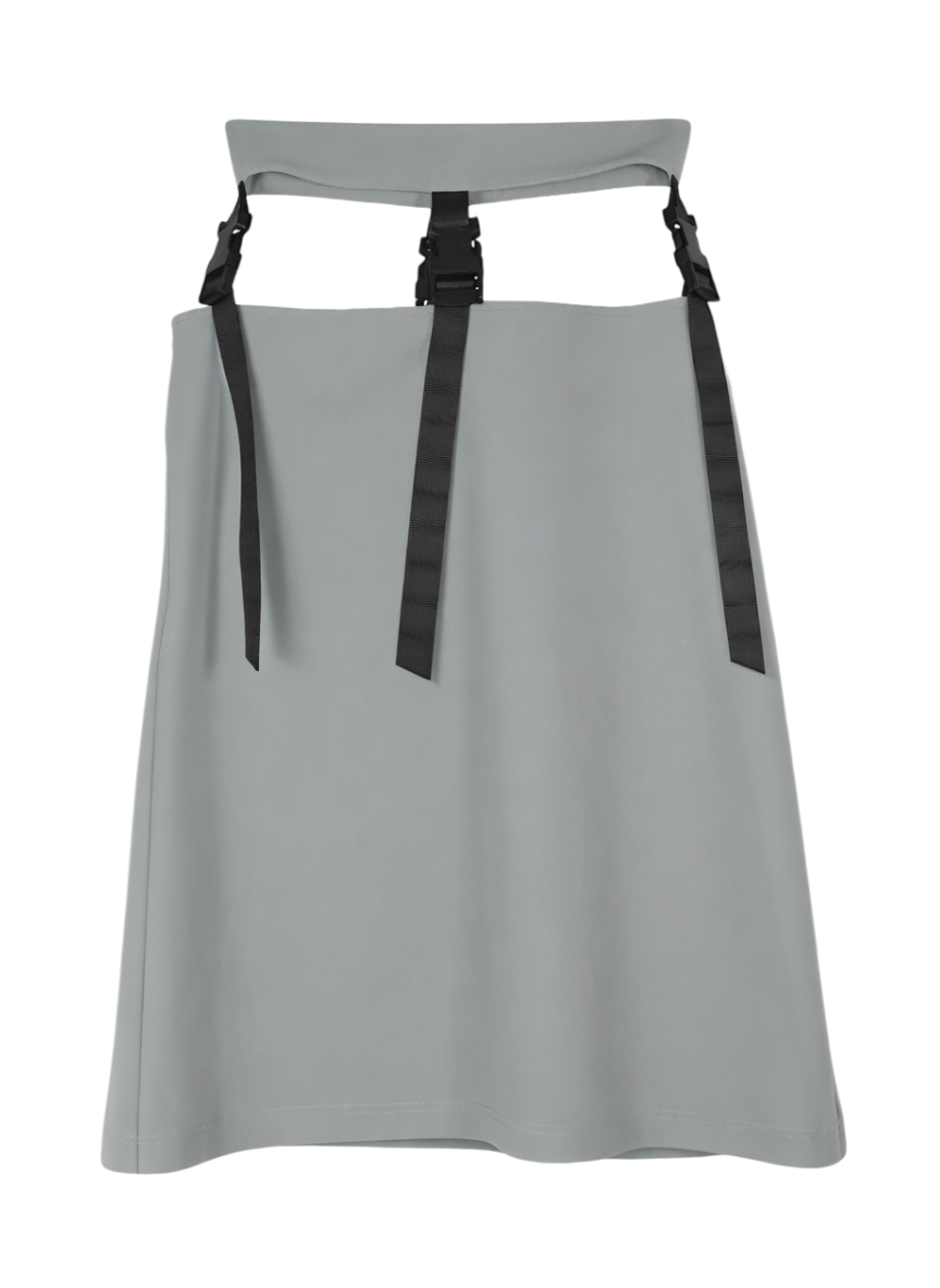 Shushu Tong grey nylon pencil skirt with buckles