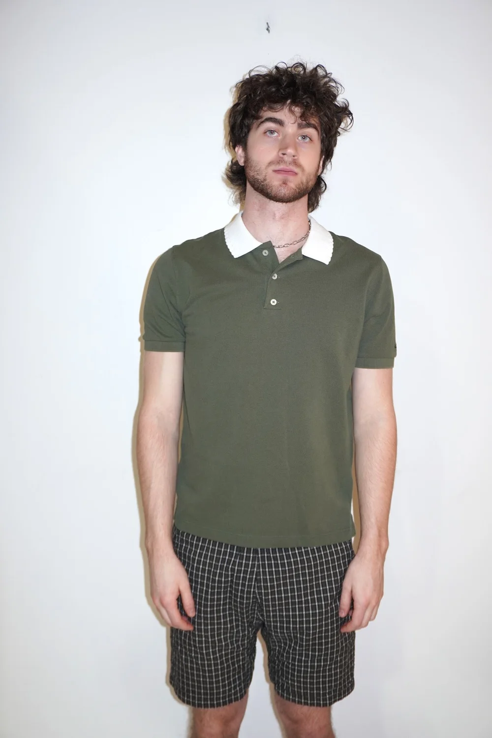 noah green polo with scallop collar — Other People's Clothes