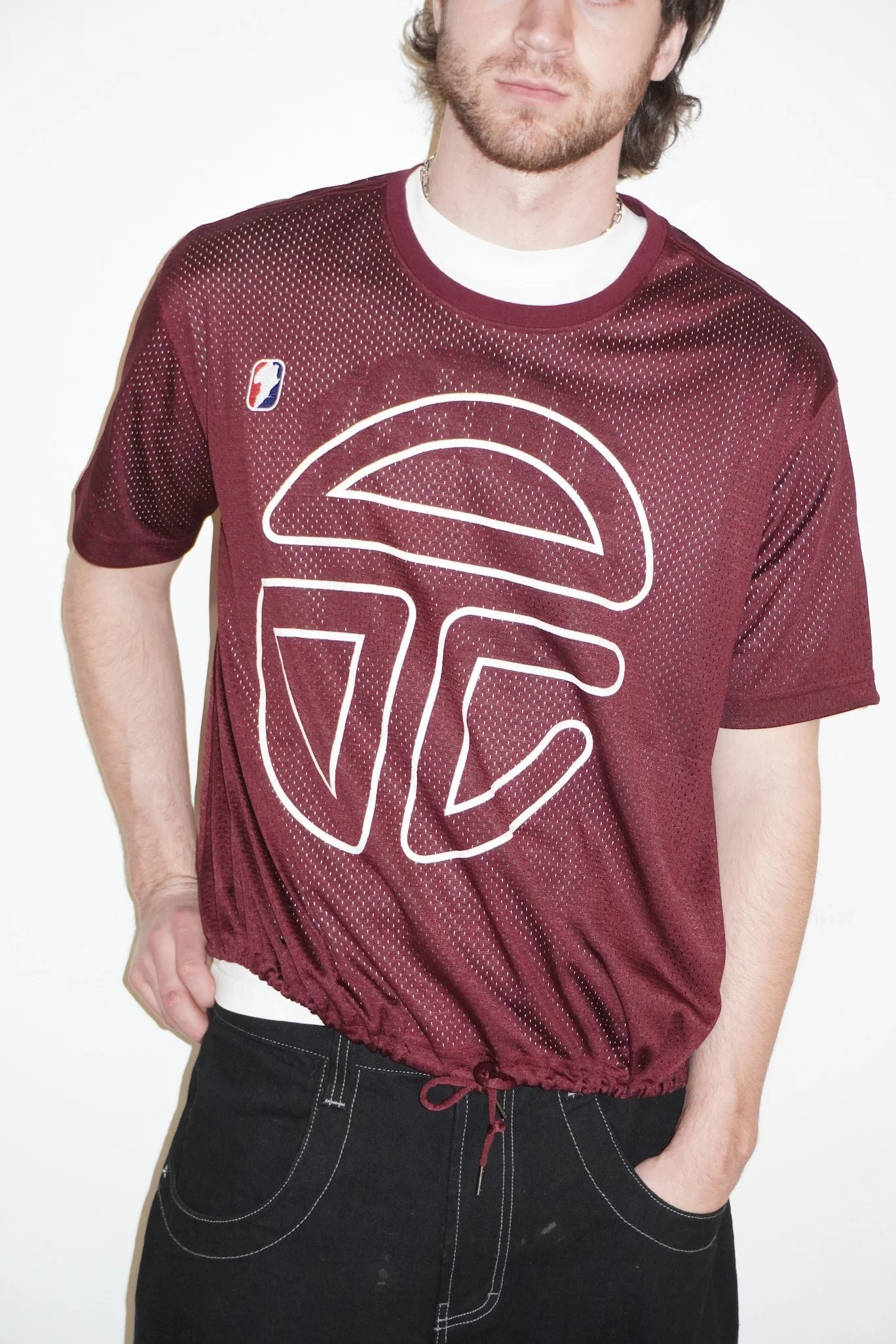Telfar burgundy logo jersey