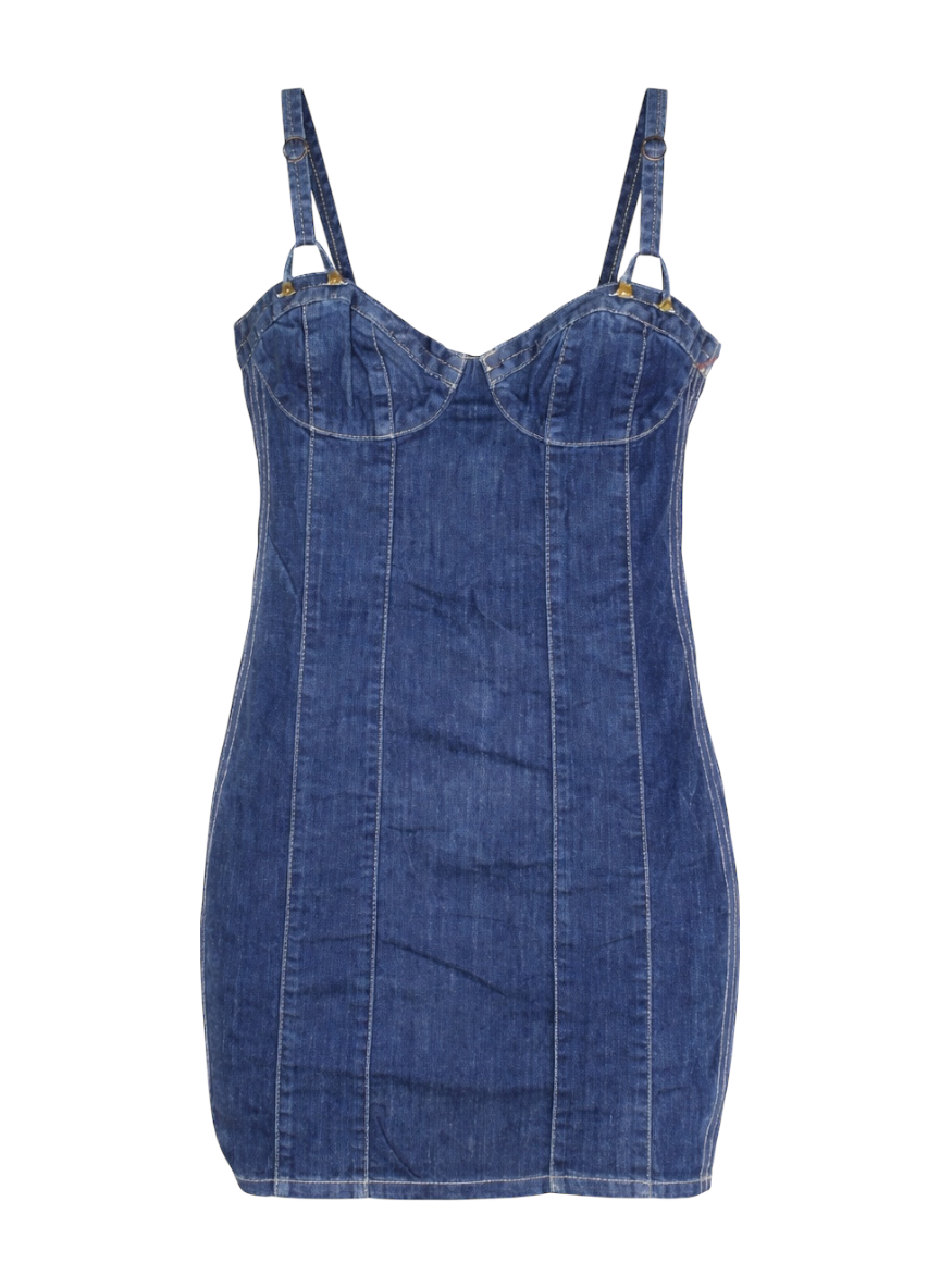 guess dark wash denim mini dress