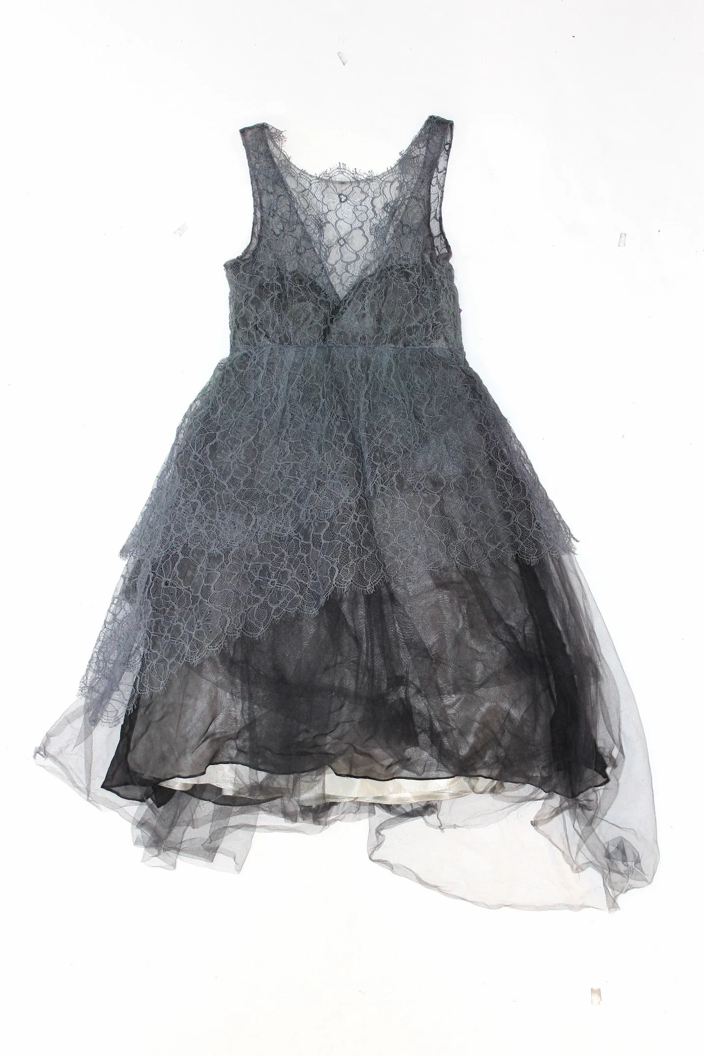 jenny yoo collection grey lace and tulle dress