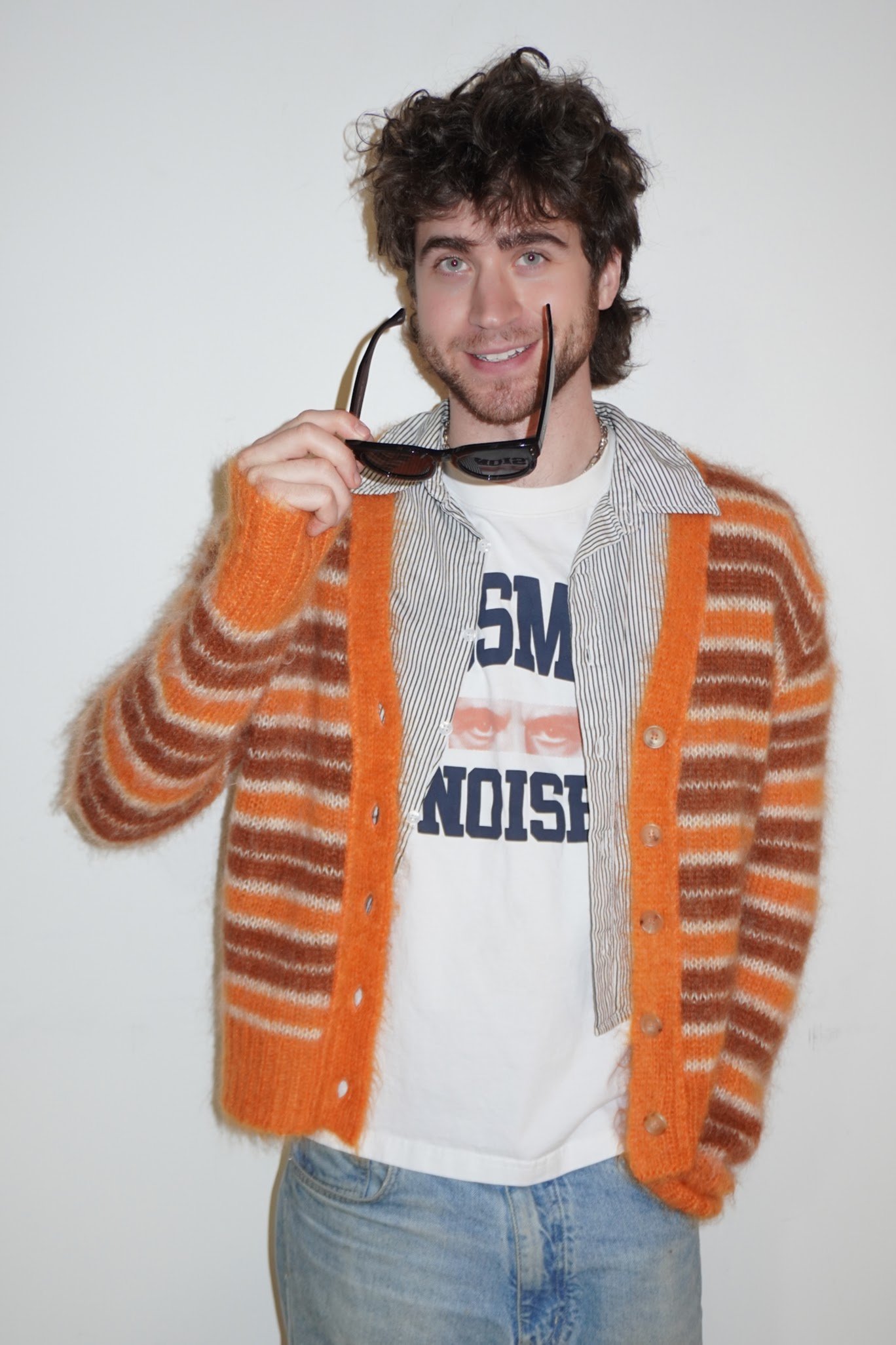 Marni "Fuzzy Wuzzy Mohair" Orange/Brown Striped Pullover Sweater