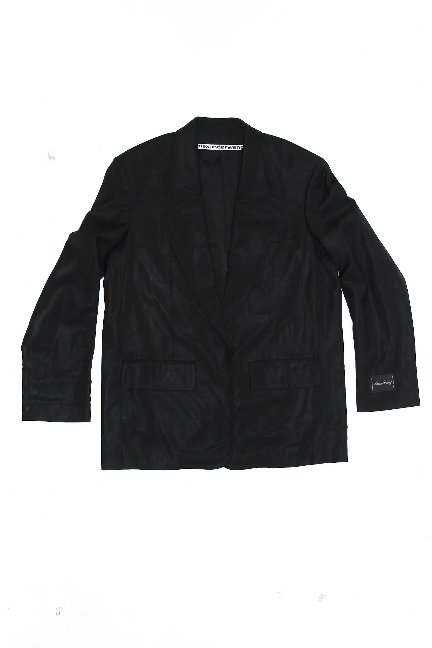 alexander wang black wool blend open blazer