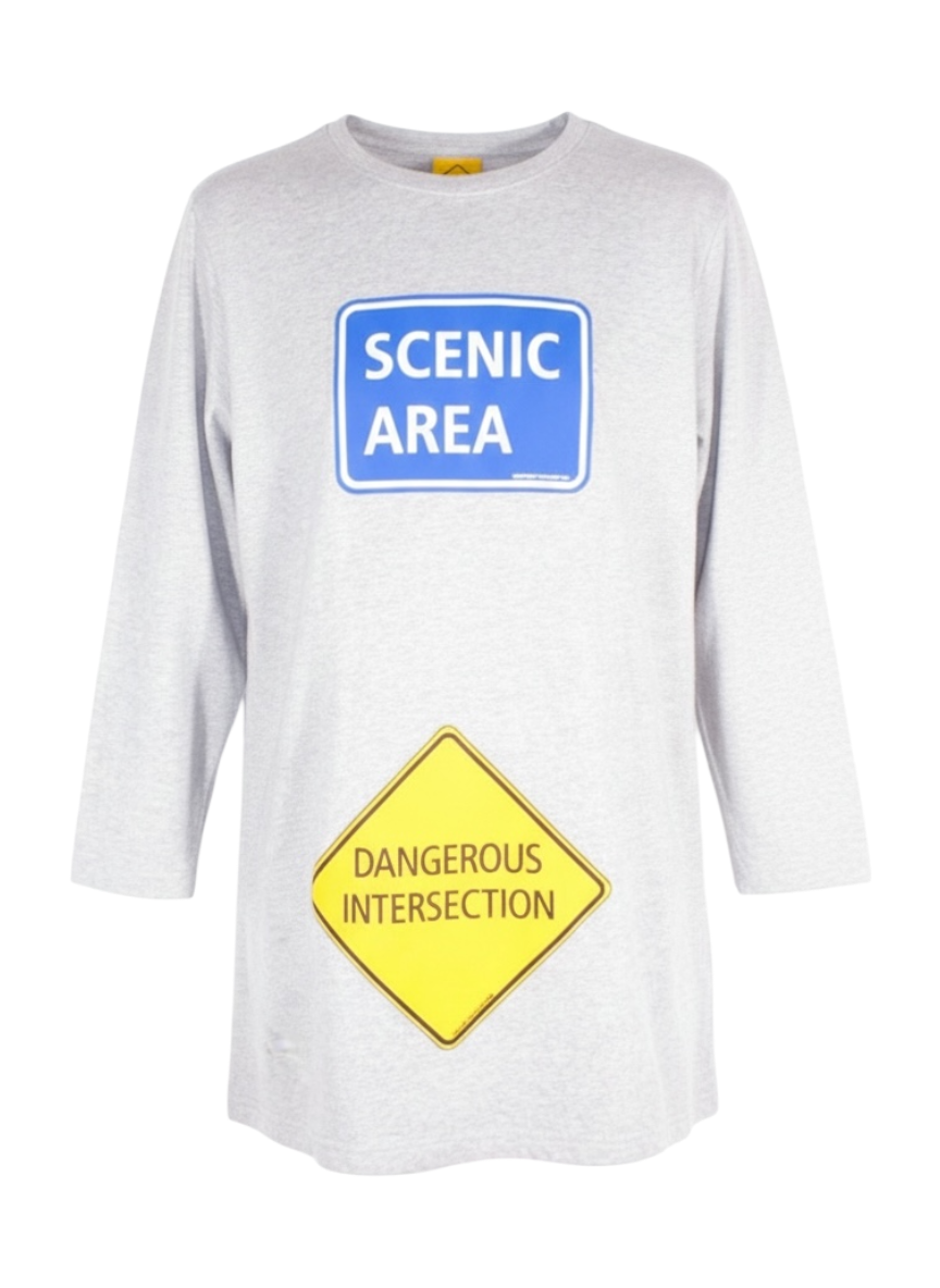 traffic jams by soft shoulder grey long sleeve tee dress