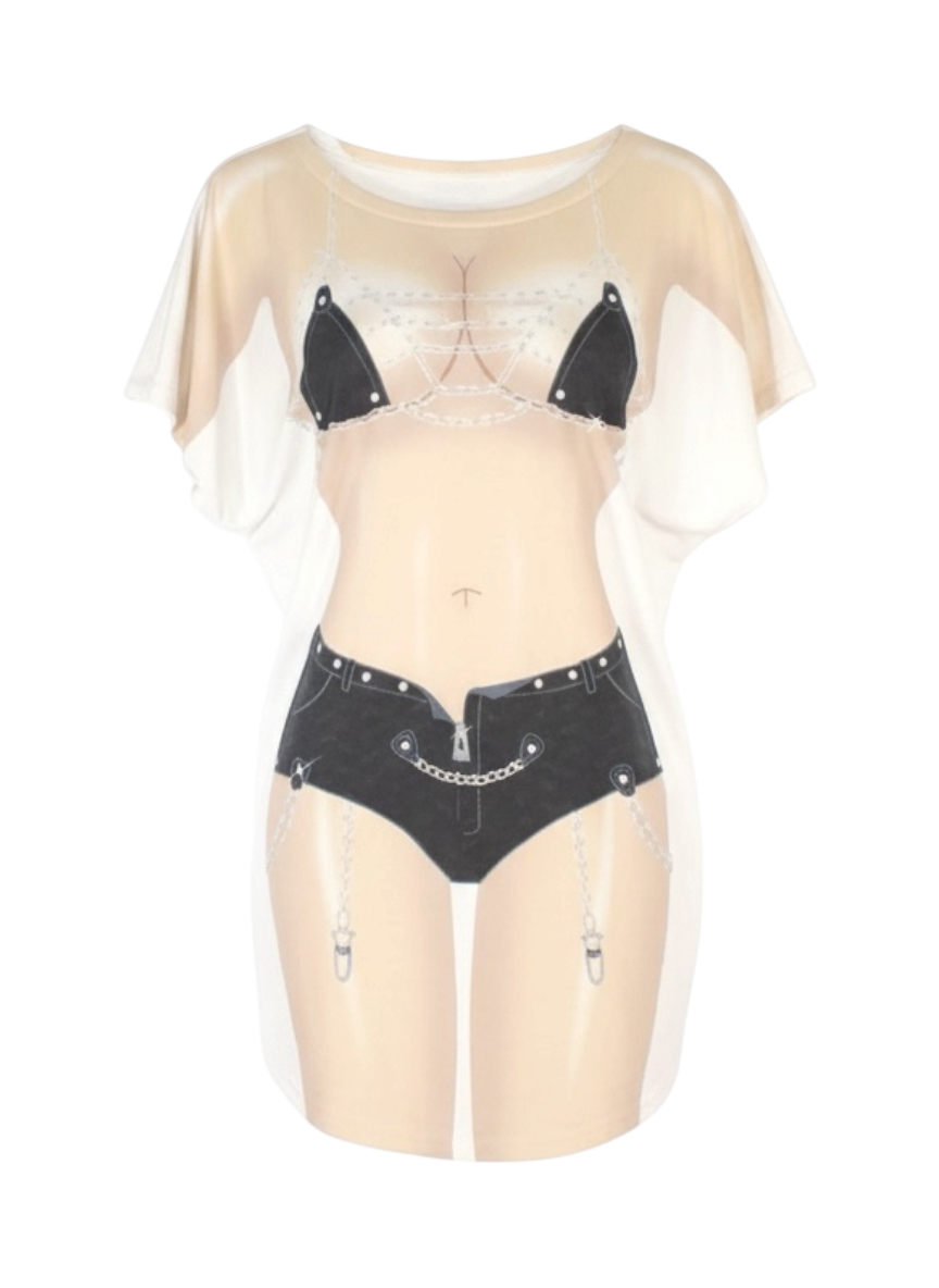 Leather Baddie Novelty Print Graphic Tee