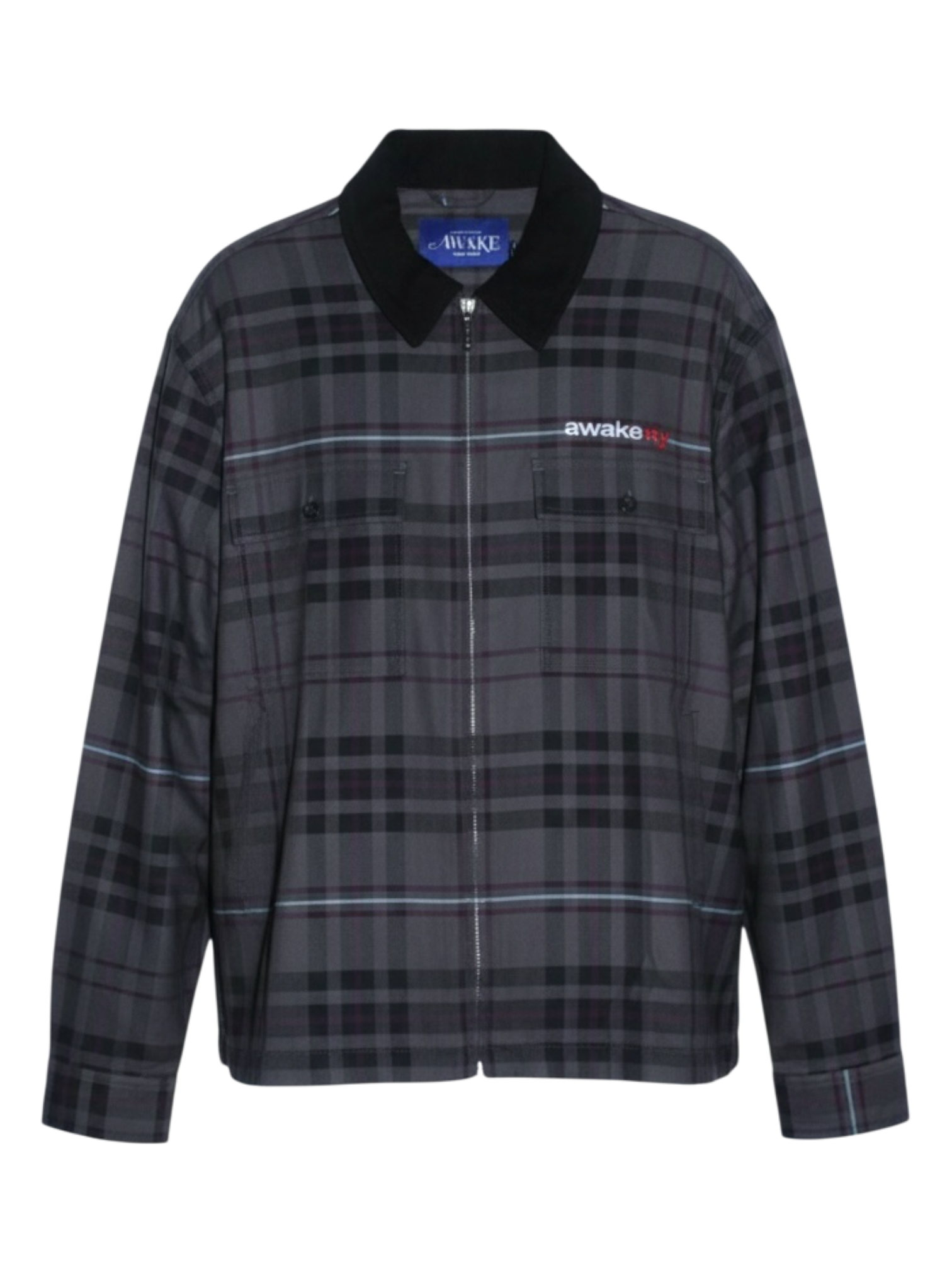 Awake NY Brown-Grey Plaid Flannel Shirt