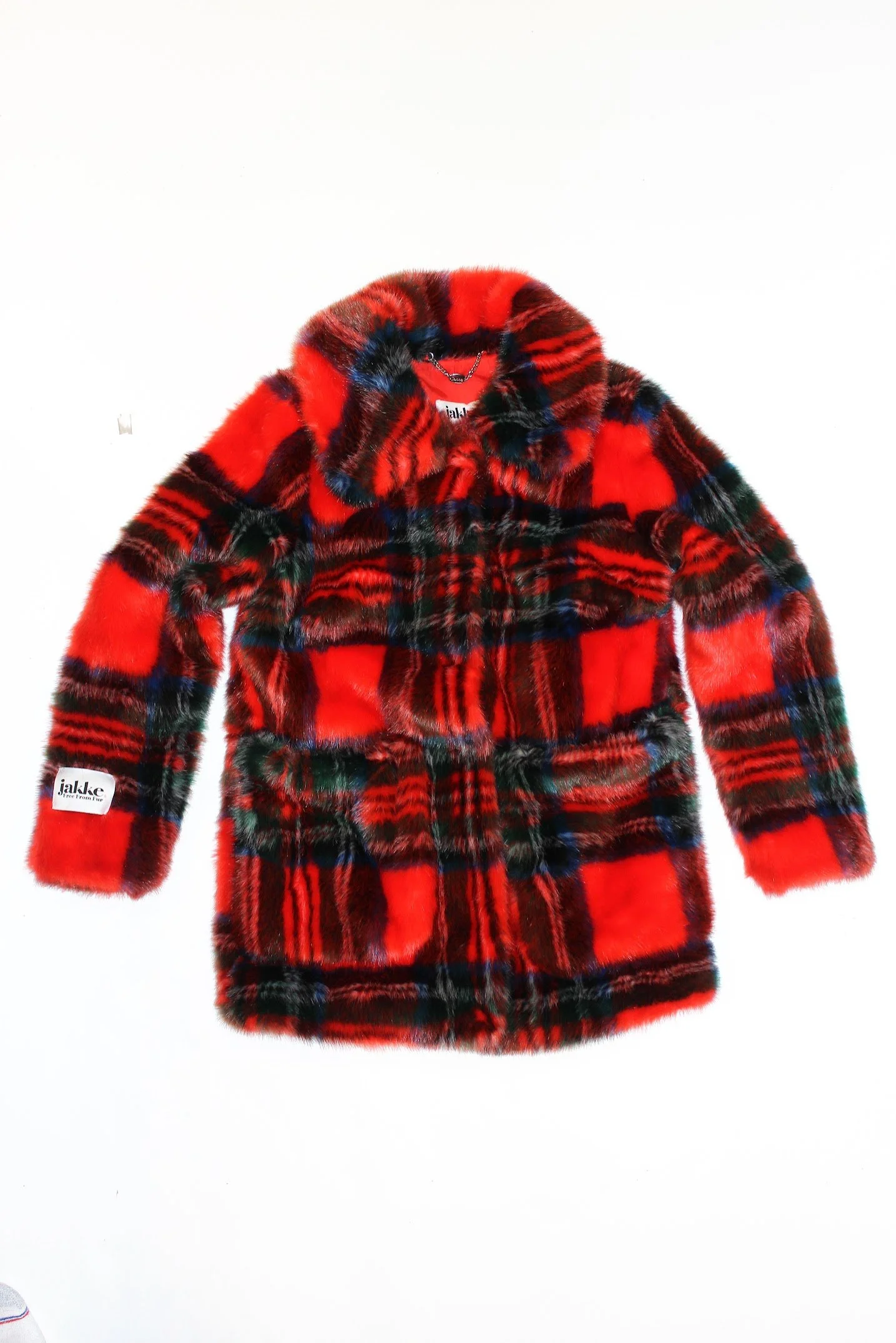 jakke fluffy plaid coat
