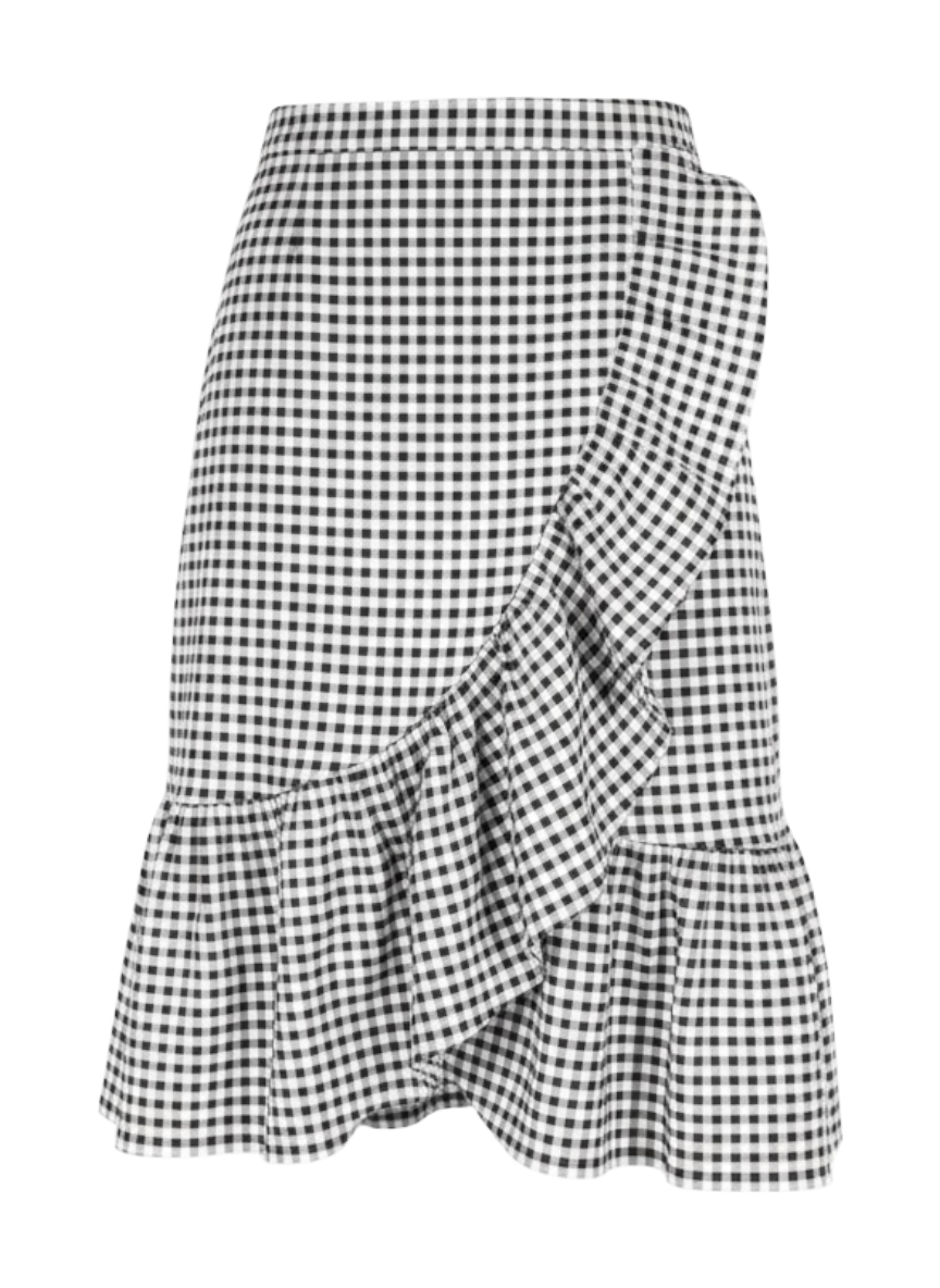 scotch & soda black gingham frill skirt