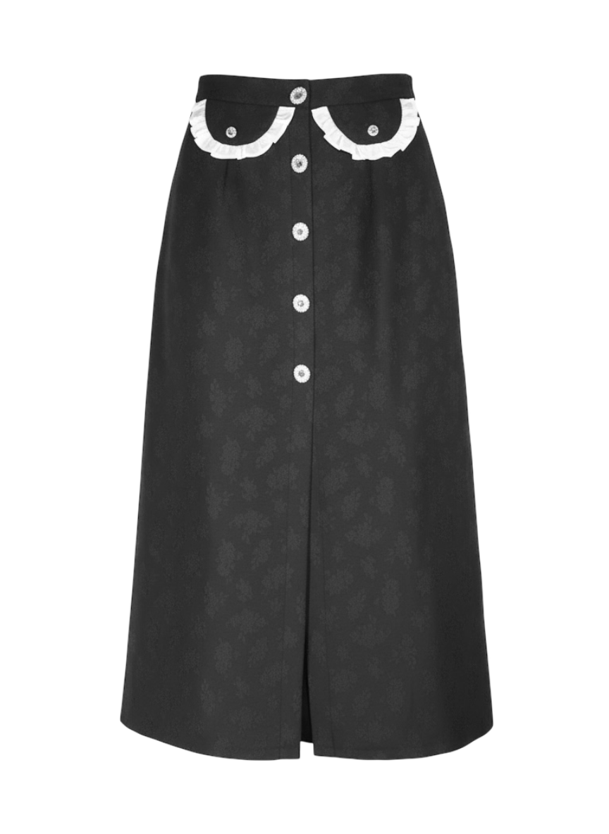 Sister Jane black midi skirt with orante buttons