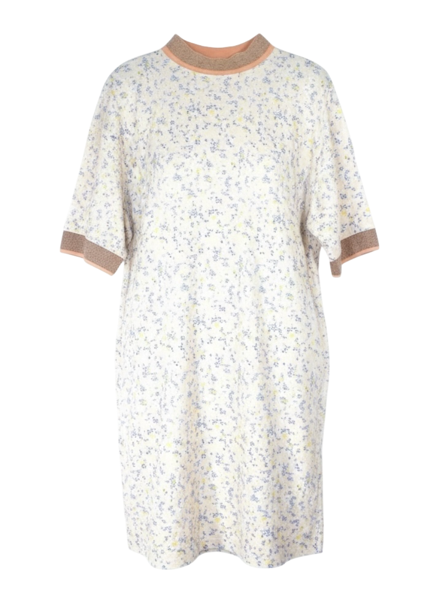 acne studios yellow abstract floral mock neck tee dress