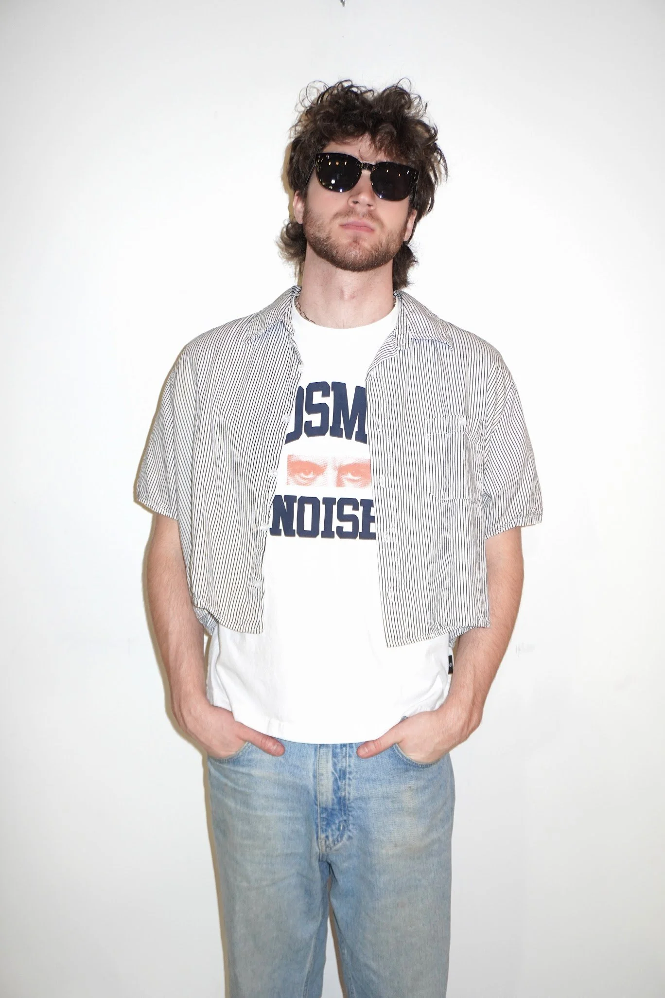 basketcase cropped striped cotton shirt