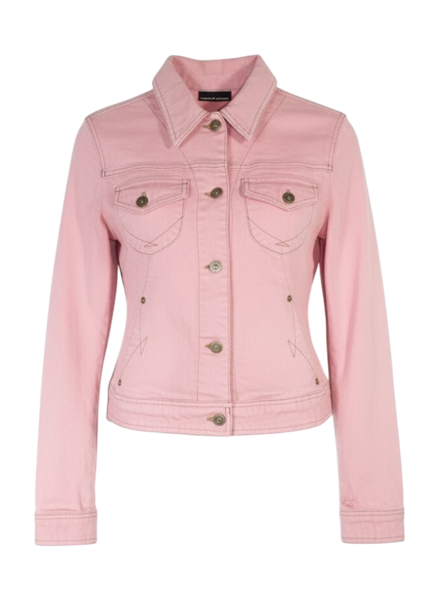 Vintage Y2K DKNY overdyed baby pink denim jacket