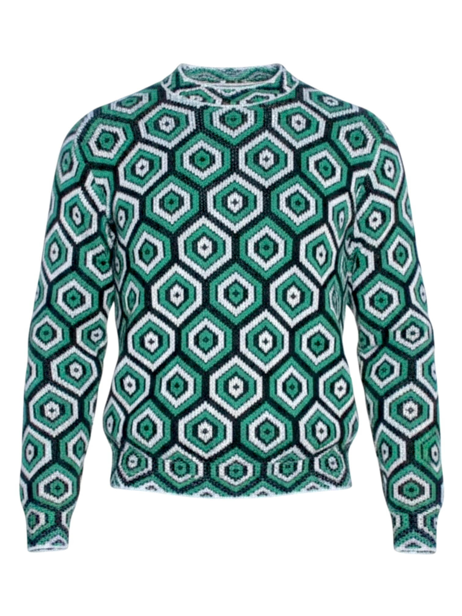 Prada 2022 Green Graphic Cashmere + Wool Sweater