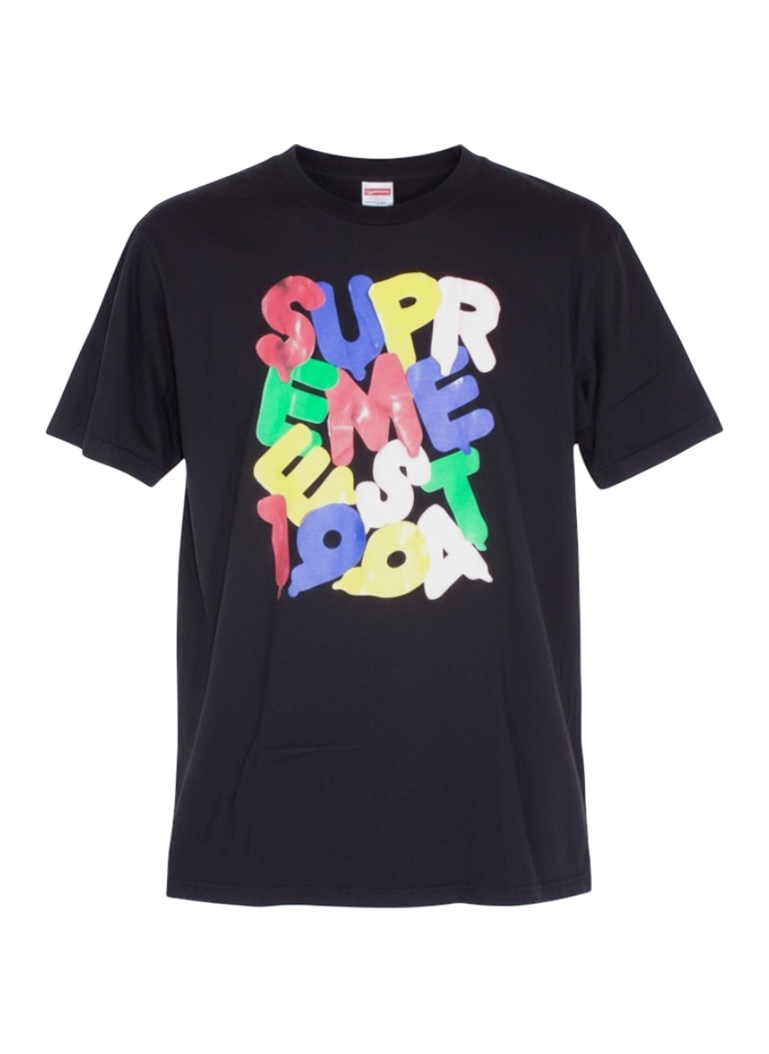 supreme bubble letter graphic black tee