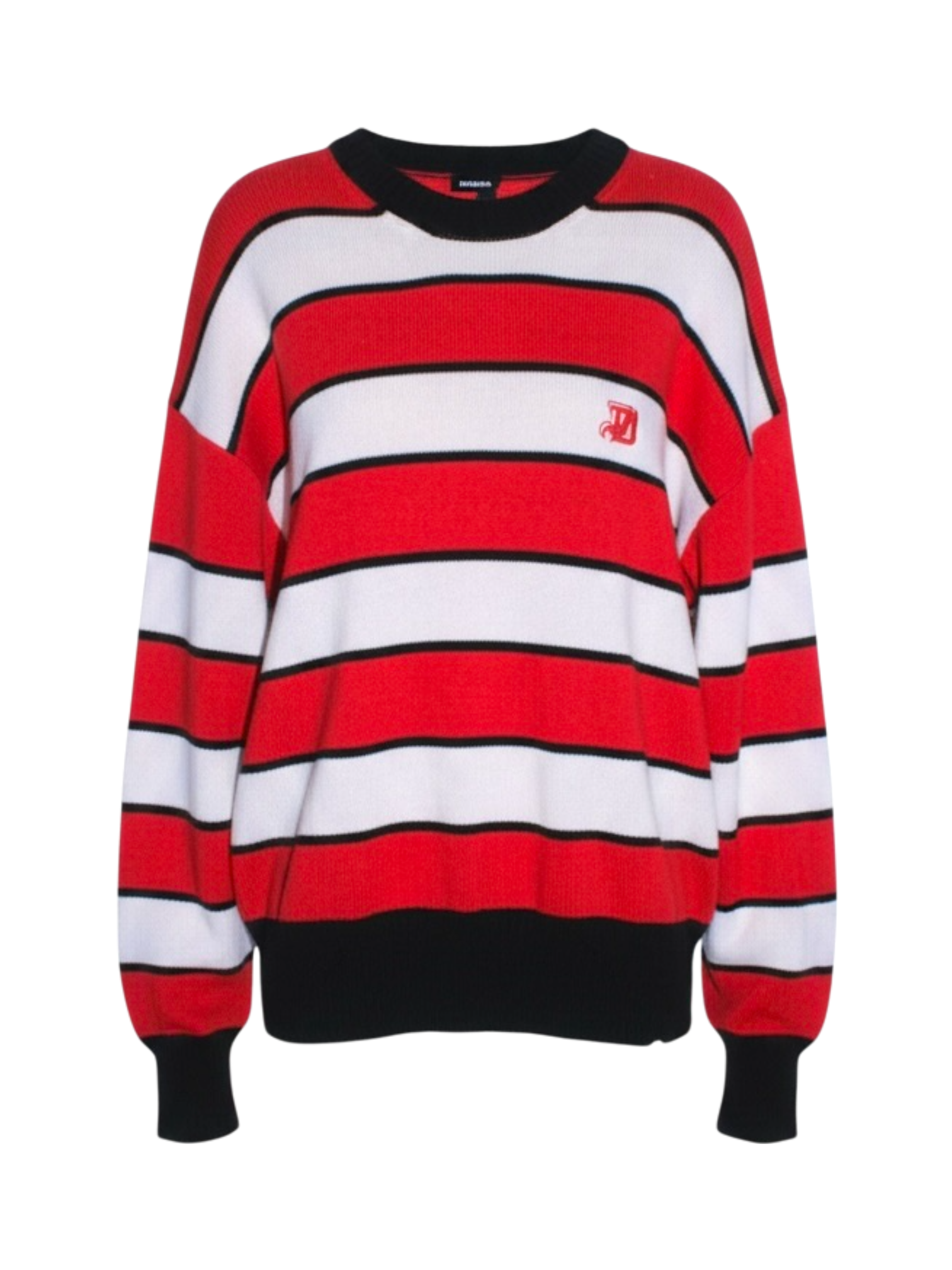 Diesel Red Striped Distressed Alpaca Wool Sweater