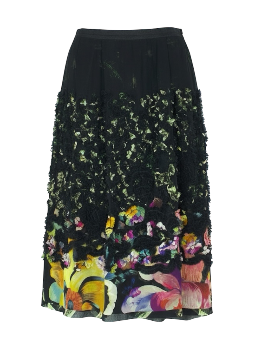 dries van noten silk floral skirt