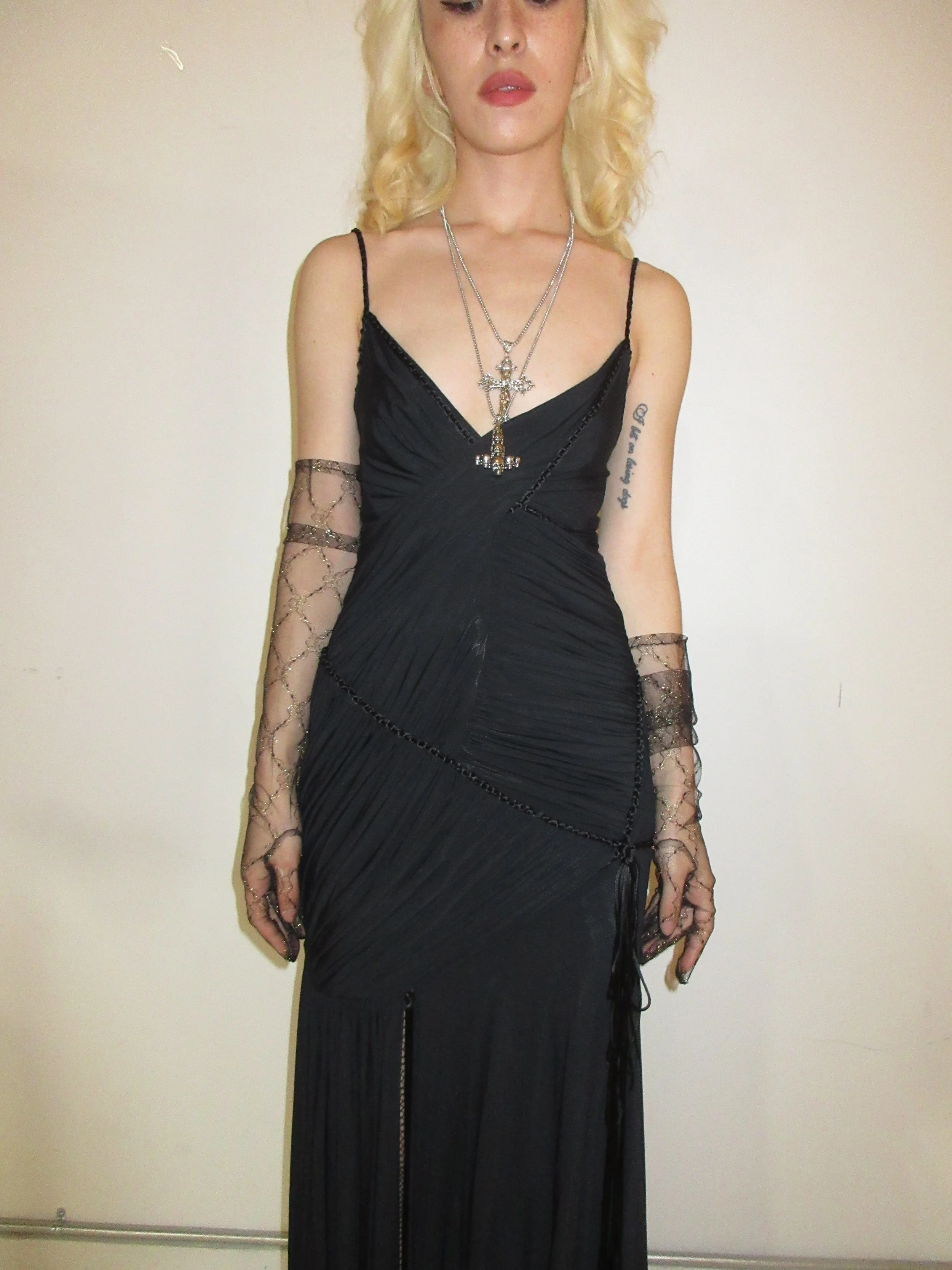 Donna Karan black drapes maxi dress