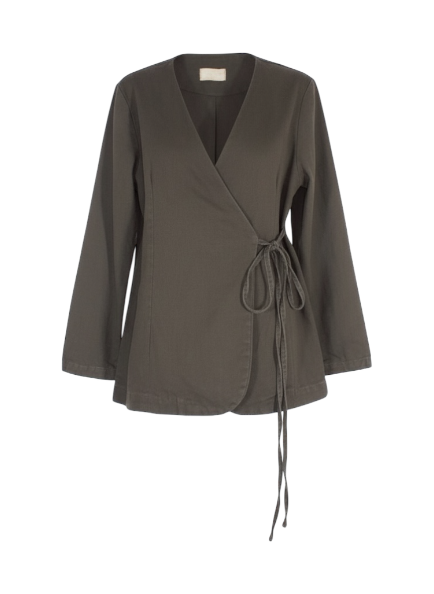 rufina dark brown canvas wrap jacket