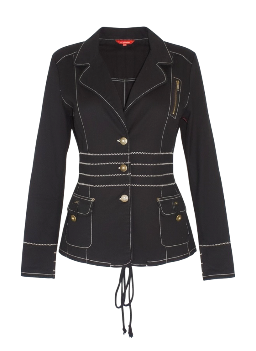 Le Grenier Black Stitch Detail Cotton Jacket