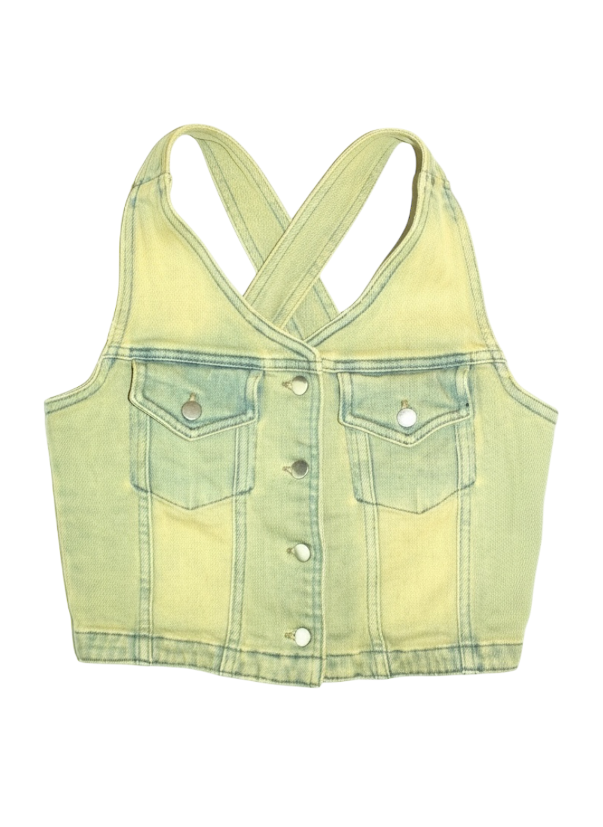 Peachy Den Acid Wash Denim Halter Top