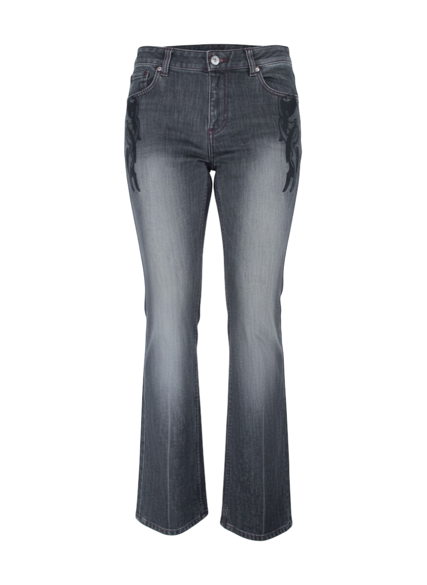 Armani Exchange Dark Wash Embroidered Boot Cut Denim