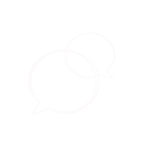 Two overlapping white chat bubble icons on a black background.