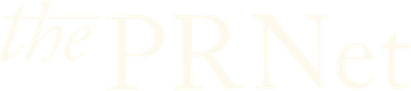 Logo of the PRNet with stylized text in black and white.