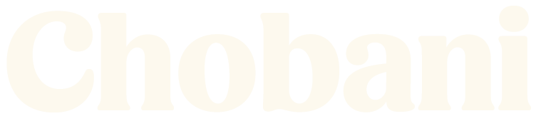 The word 'Chobani' written in bold, white letters on a black background.