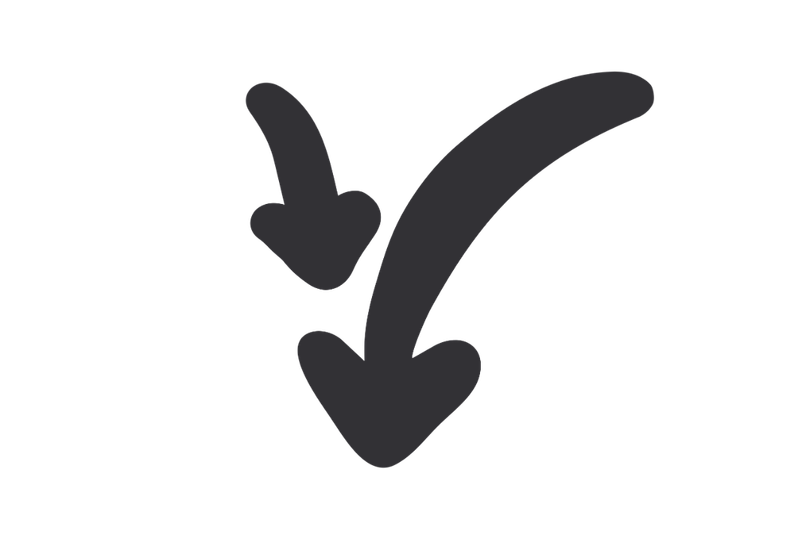 Black arrows pointing downward in a V shape.